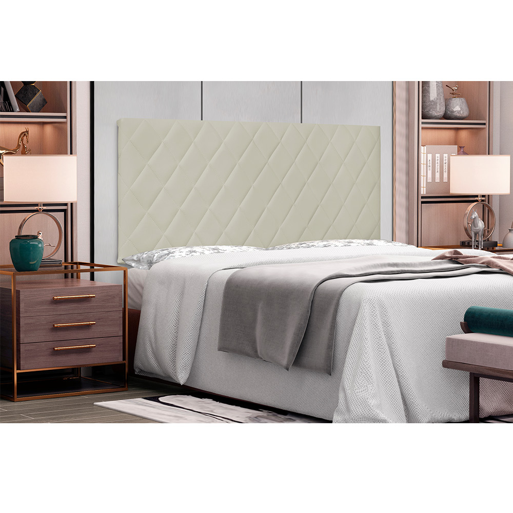 Cabeceira Painel Dubai Para Cama Box Solteiro 90 cm Corino Bege - D'Rossi