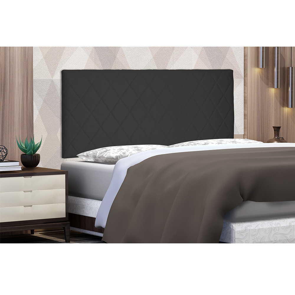 Cabeceira Painel Dubai Para Cama Box Solteiro 90 cm Suede Preto - D'Rossi