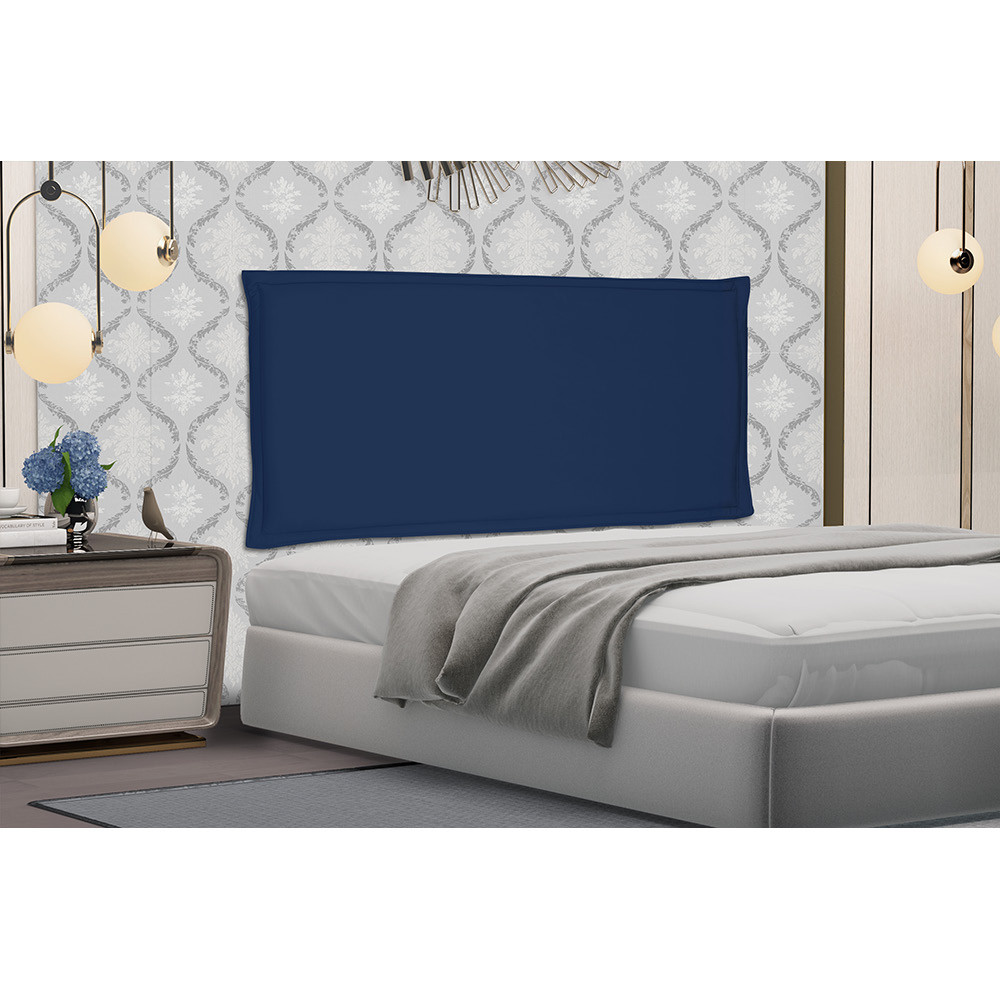 Cabeceira Painel Garden Para Cama Box Casal 140 cm Suede Azul Marinho - D'Rossi