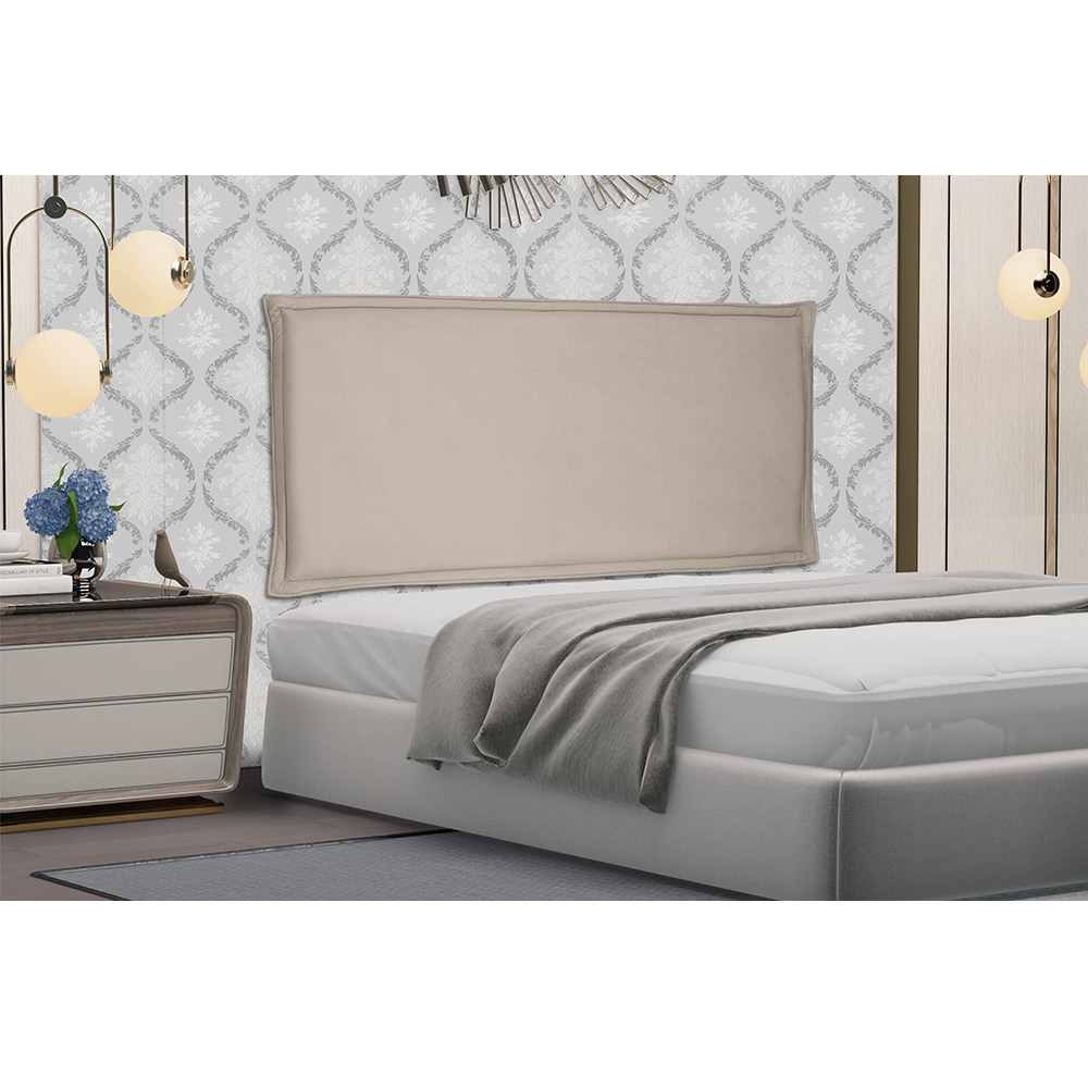 Cabeceira Painel Garden Para Cama Box King 195 cm Suede Bege - D'Rossi