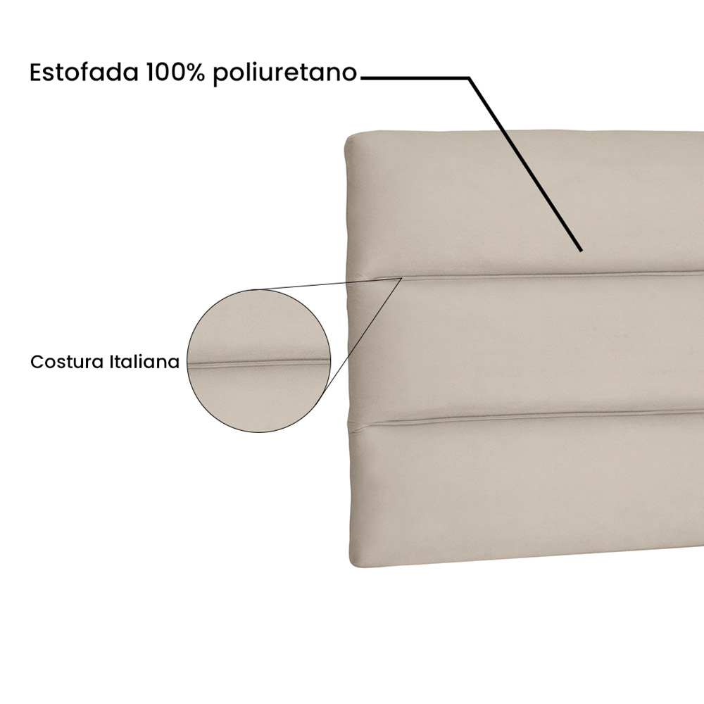 Cabeceira Painel La Italiana Para Cama Box Casal 140 cm Suede Bege - D'Rossi
