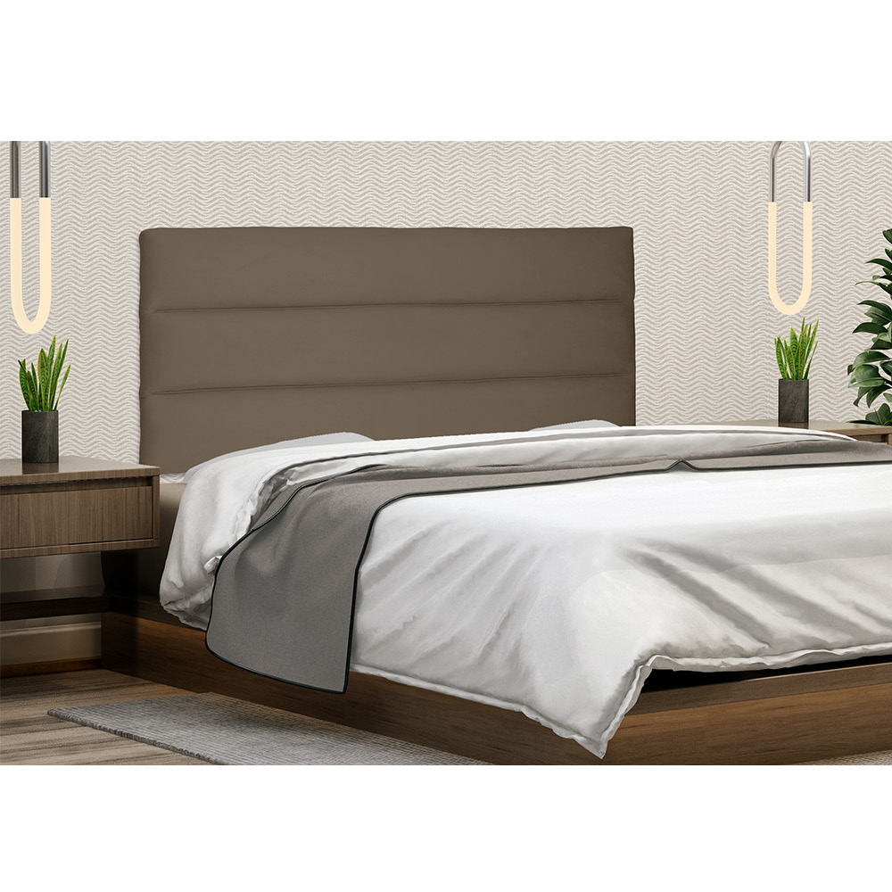 Cabeceira Painel La Italiana Para Cama Box Casal 140 cm Suede Caramelo - D'Rossi