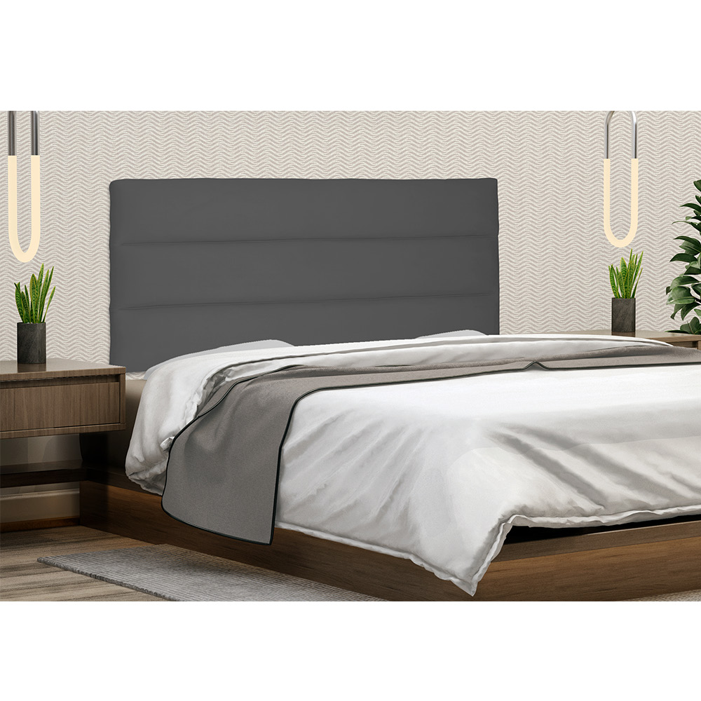 Cabeceira Painel La Italiana Para Cama Box Casal 140 cm Suede Cinza - D'Rossi