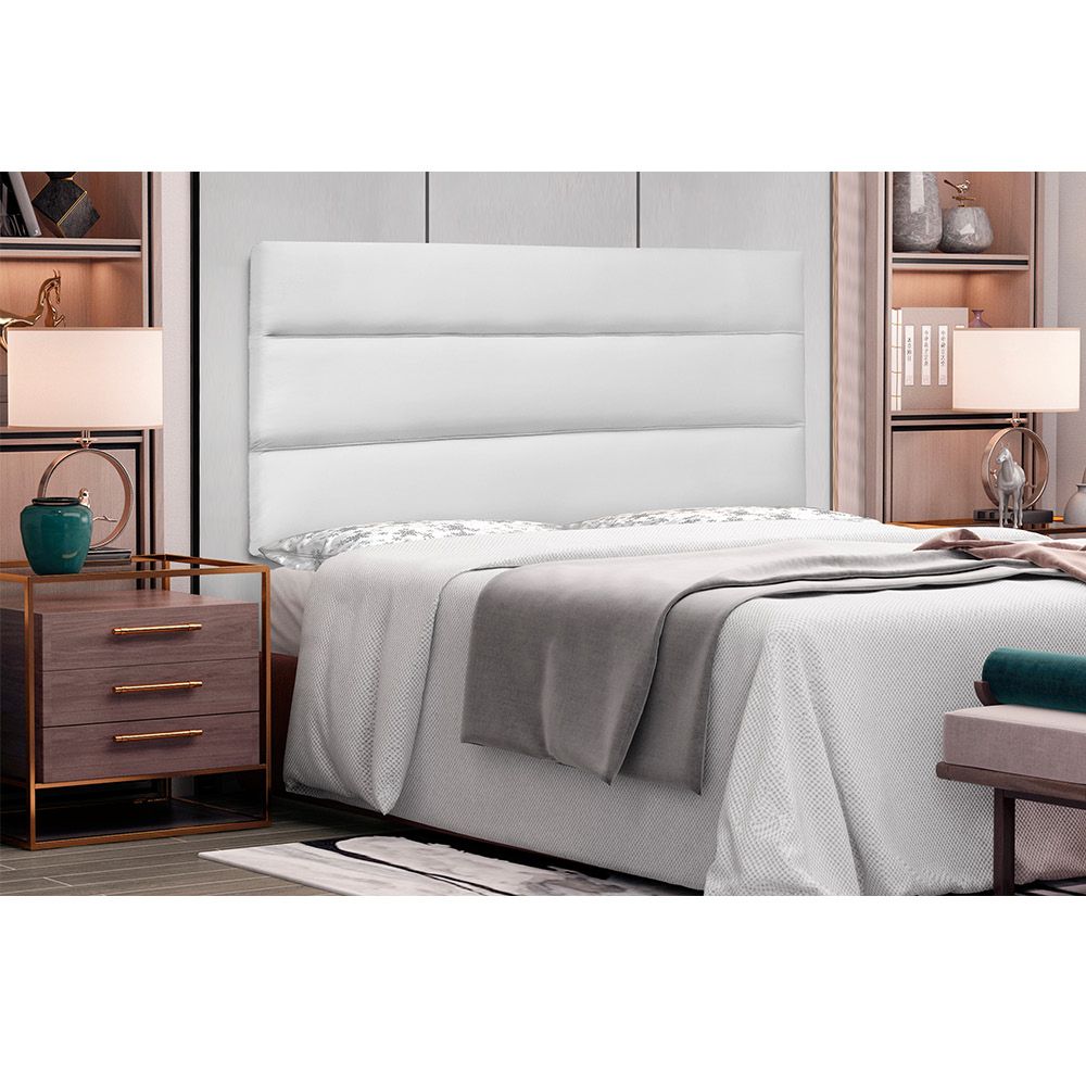 Cabeceira Painel La Italiana Para Cama Box Solteiro 90 cm Corino Branco - D'Rossi