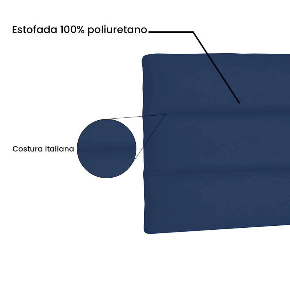 Cabeceira Painel La Italiana Para Cama Box Solteiro 90 cm Suede Azul Marinho - D'Rossi