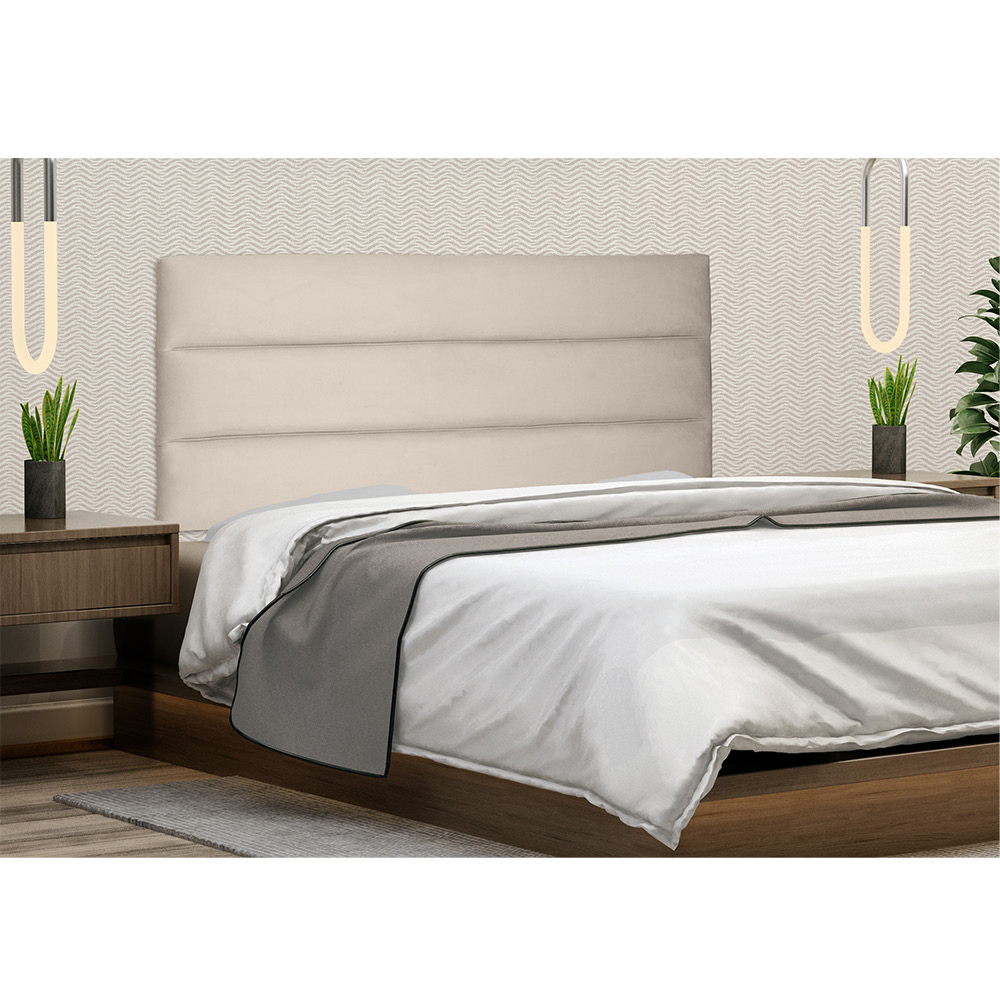 Cabeceira Painel La Italiana Para Cama Box Solteiro 90 cm Suede Bege - D'Rossi