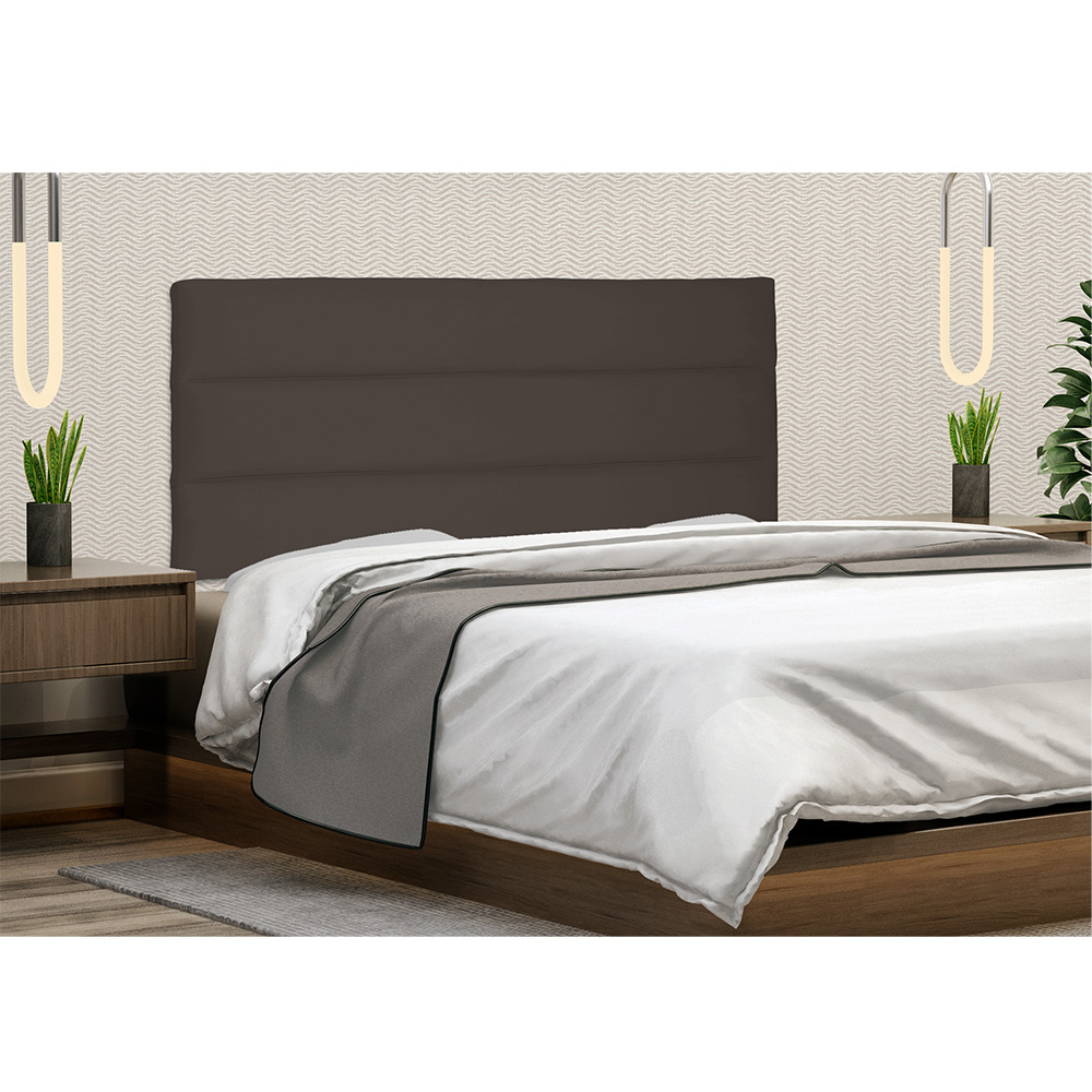 Cabeceira Painel La Italiana Para Cama Box Solteiro 90 cm Suede Café - D'Rossi