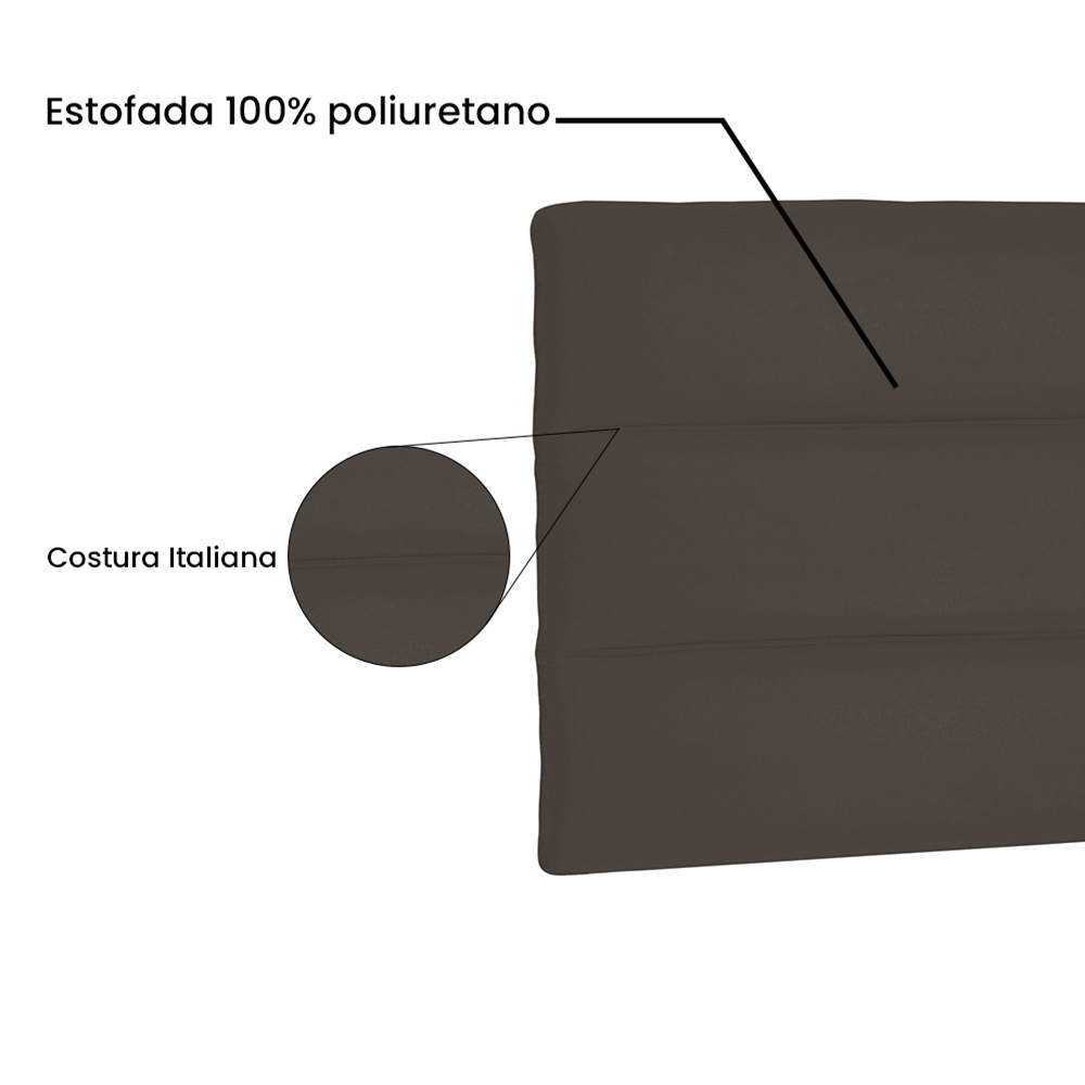 Cabeceira Painel La Italiana Para Cama Box Solteiro 90 cm Suede Café - D'Rossi