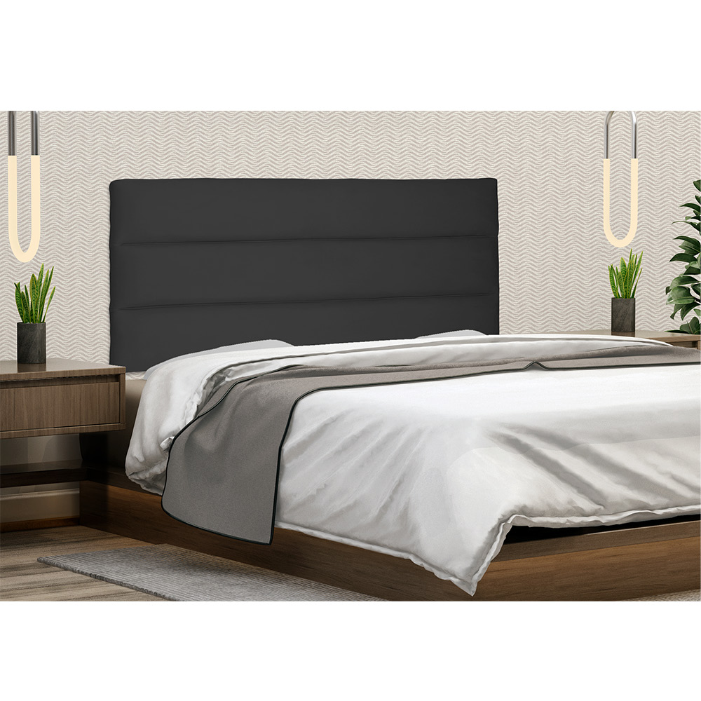 Cabeceira Painel La Italiana Para Cama Box Solteiro 90 cm Suede Preto - D'Rossi