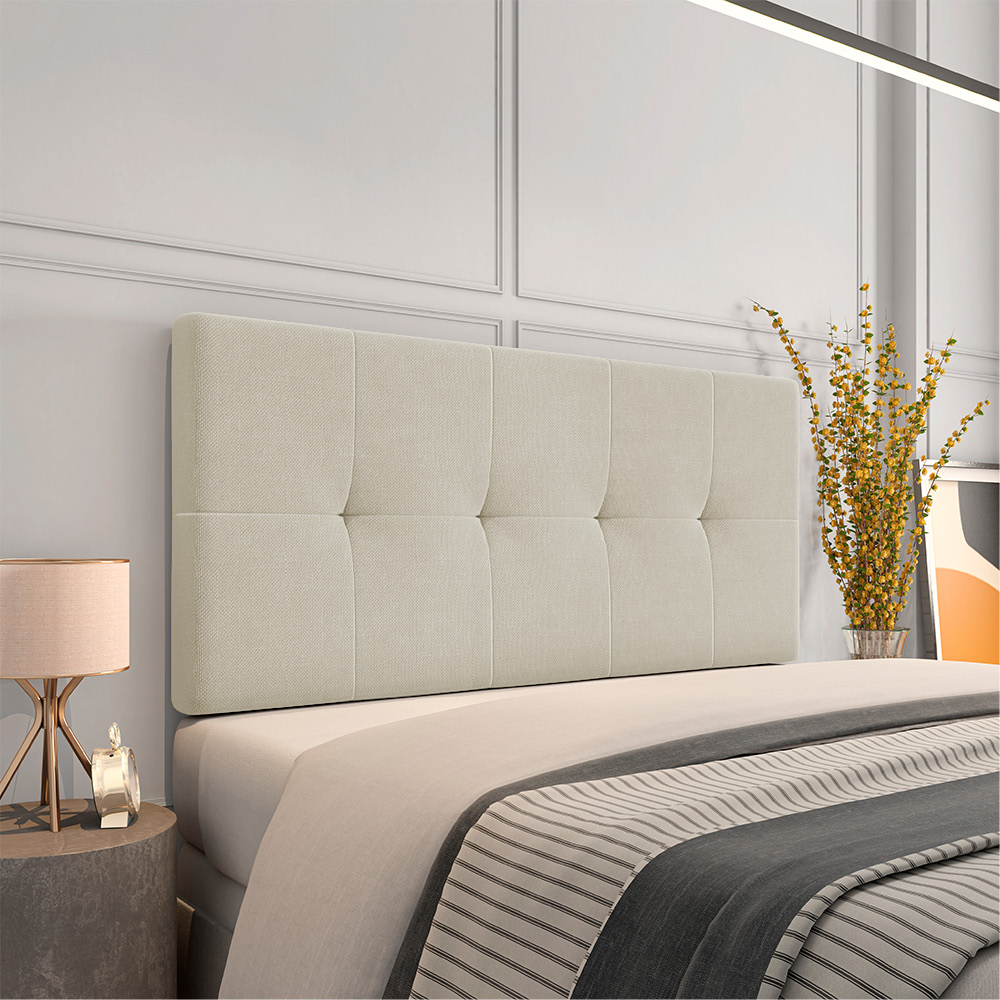 Cabeceira Painel Nina Para Cama Box Queen 160 cm Linho Bege A19 - D'Rossi