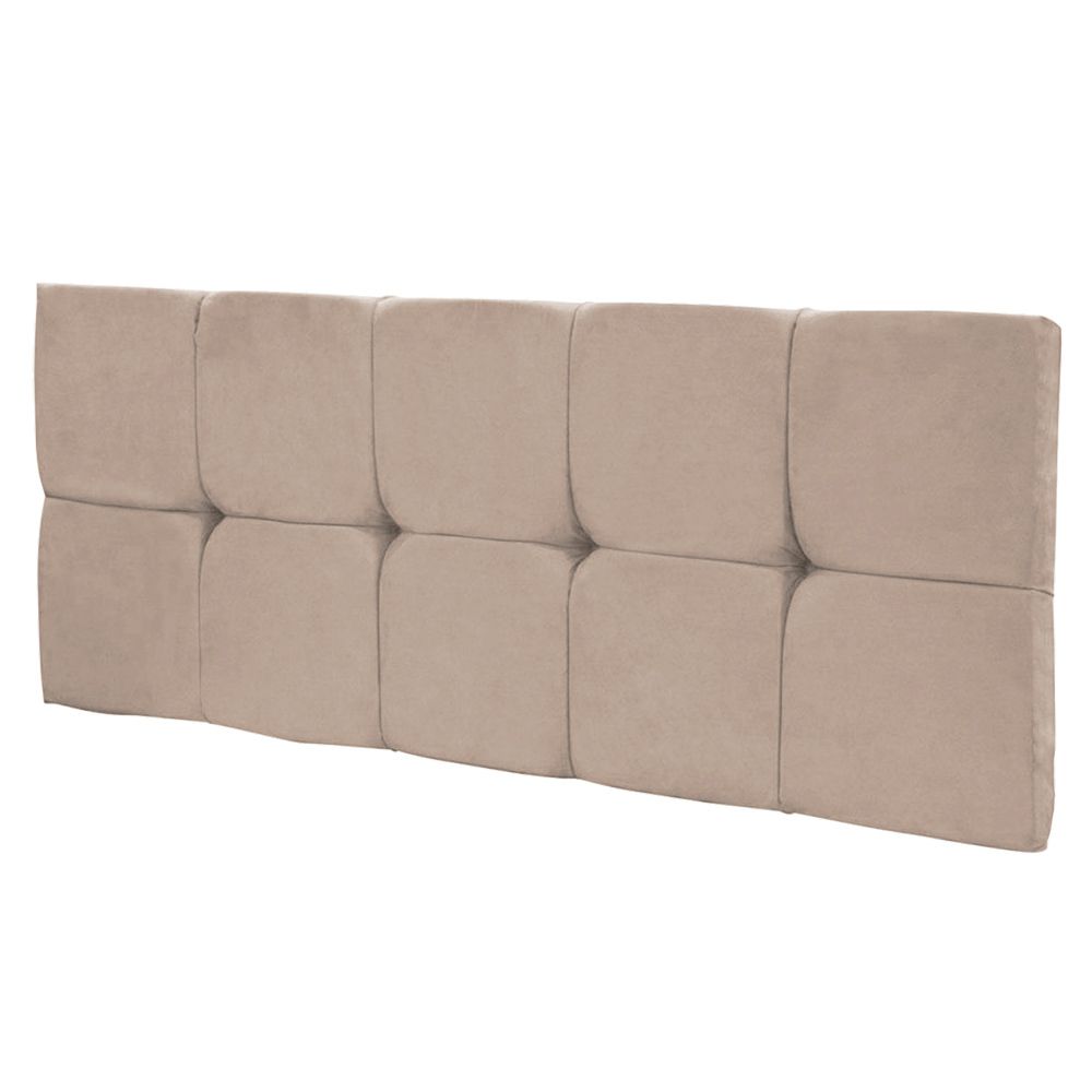Cabeceira Painel Nina para Cama Box Solteiro 100 cm Suede Bege D'Rossi
