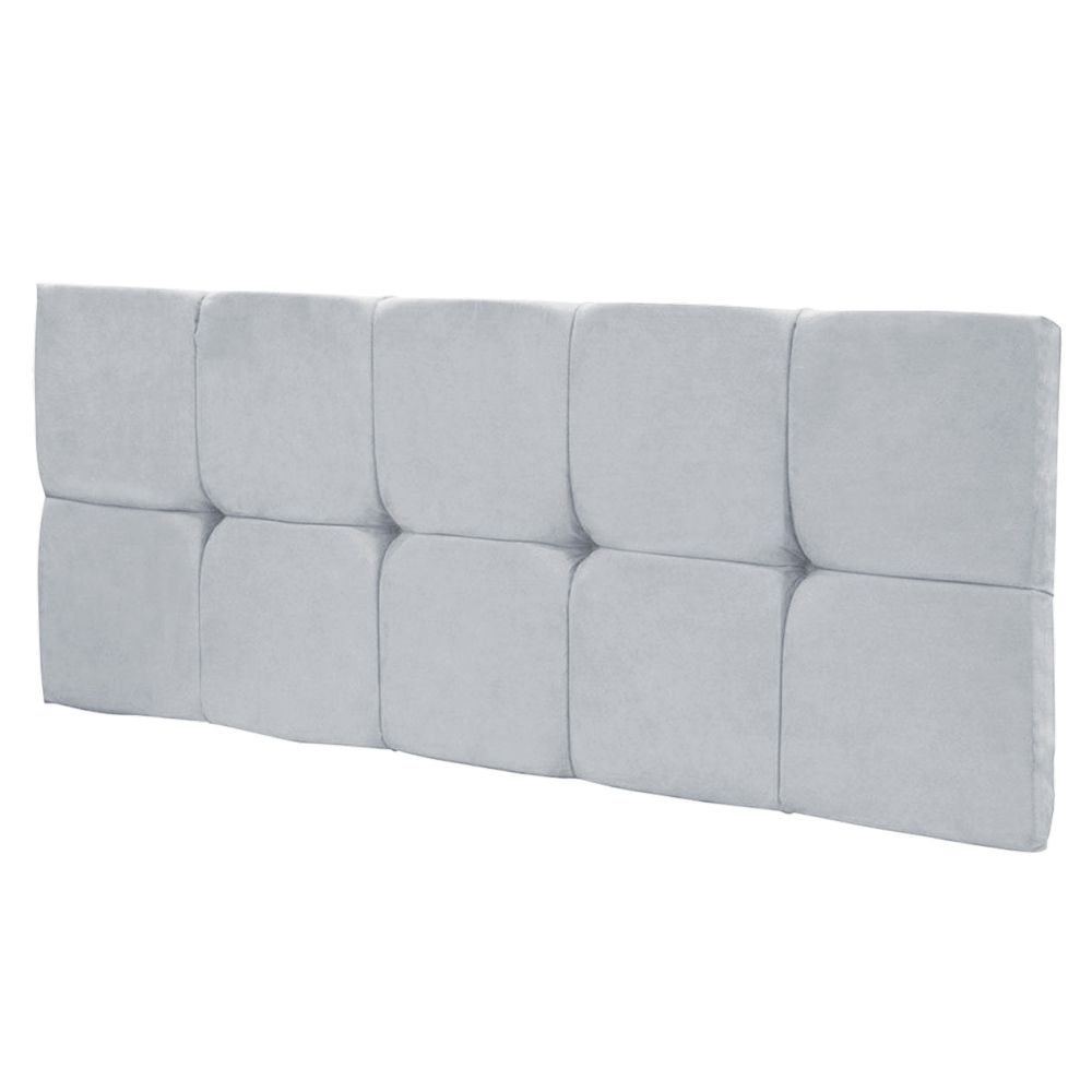 Cabeceira Painel Nina para Cama Box Solteiro 100 cm Suede Cinza D'Rossi