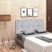 Cabeceira Painel Nina para Cama Box Solteiro 100 cm Suede Cinza D'Rossi