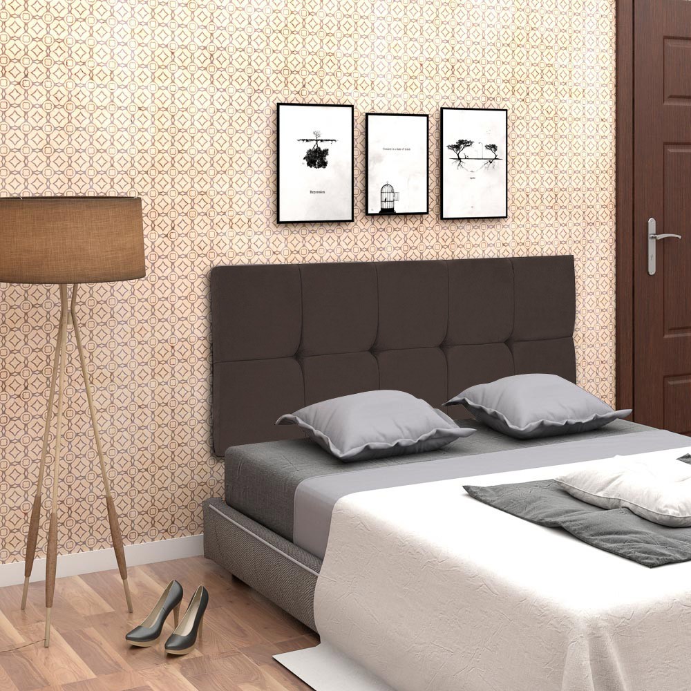 Cabeceira Painel Nina para Cama Box Solteiro 100 cm Suede Marrom D'Rossi