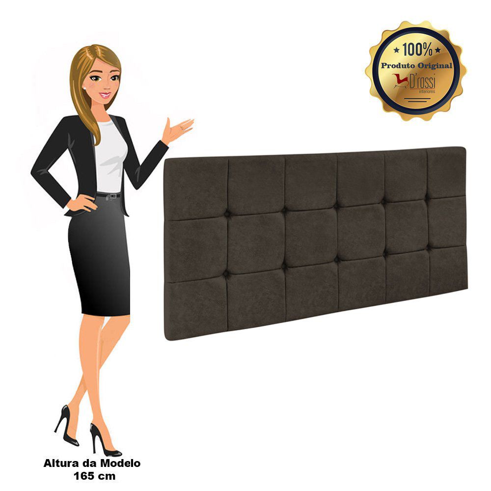 Cabeceira Painel Sleep para Cama Box Casal 1,40 m Veludo Marrom - D'Rossi
