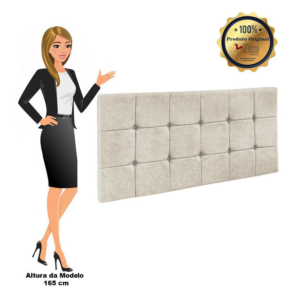 Cabeceira Painel Sleep para Cama Box Solteiro 1,00 m Suede Bege - D'Rossi