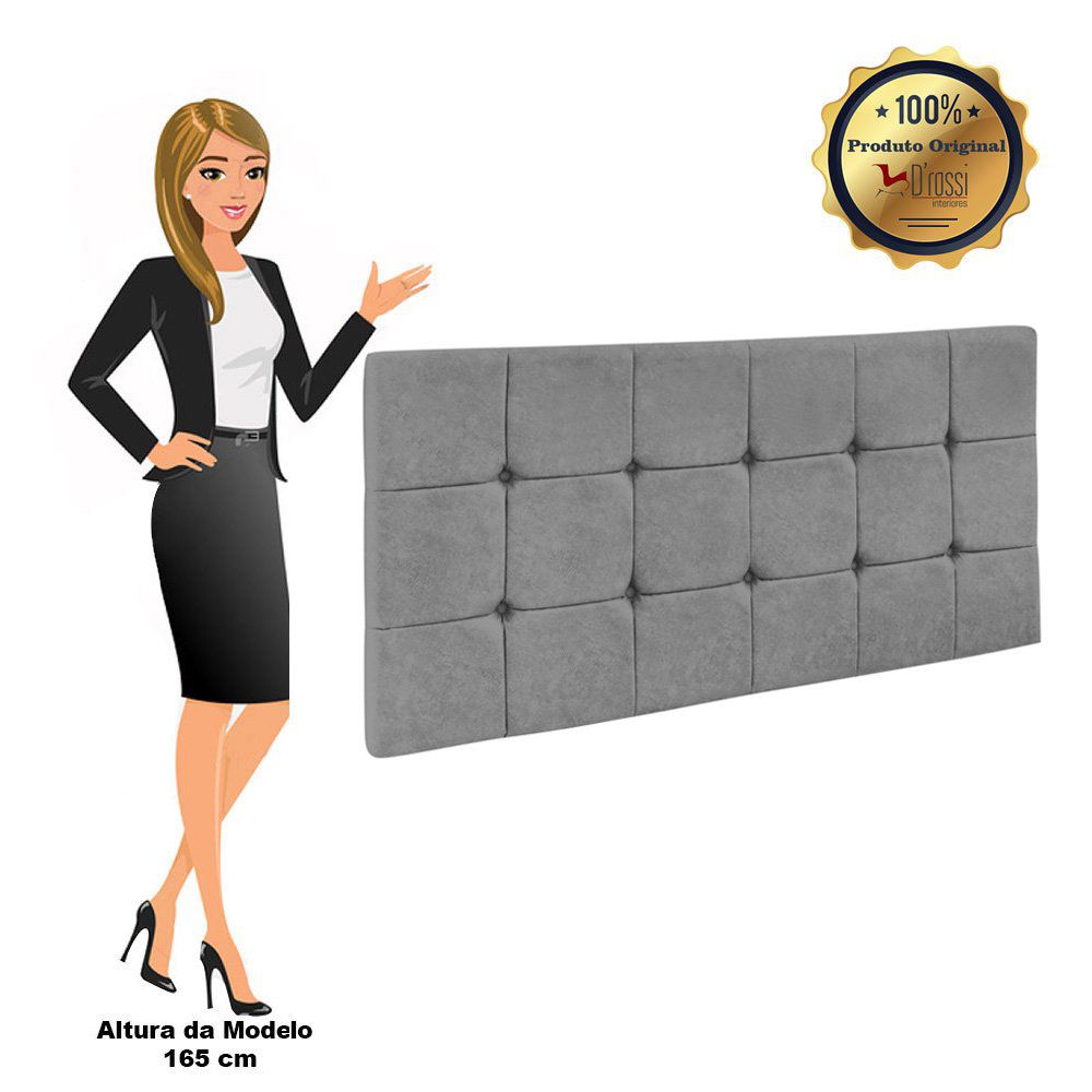 Cabeceira Painel Sleep para Cama Box Solteiro 1,00 m Veludo Cinza - D'Rossi