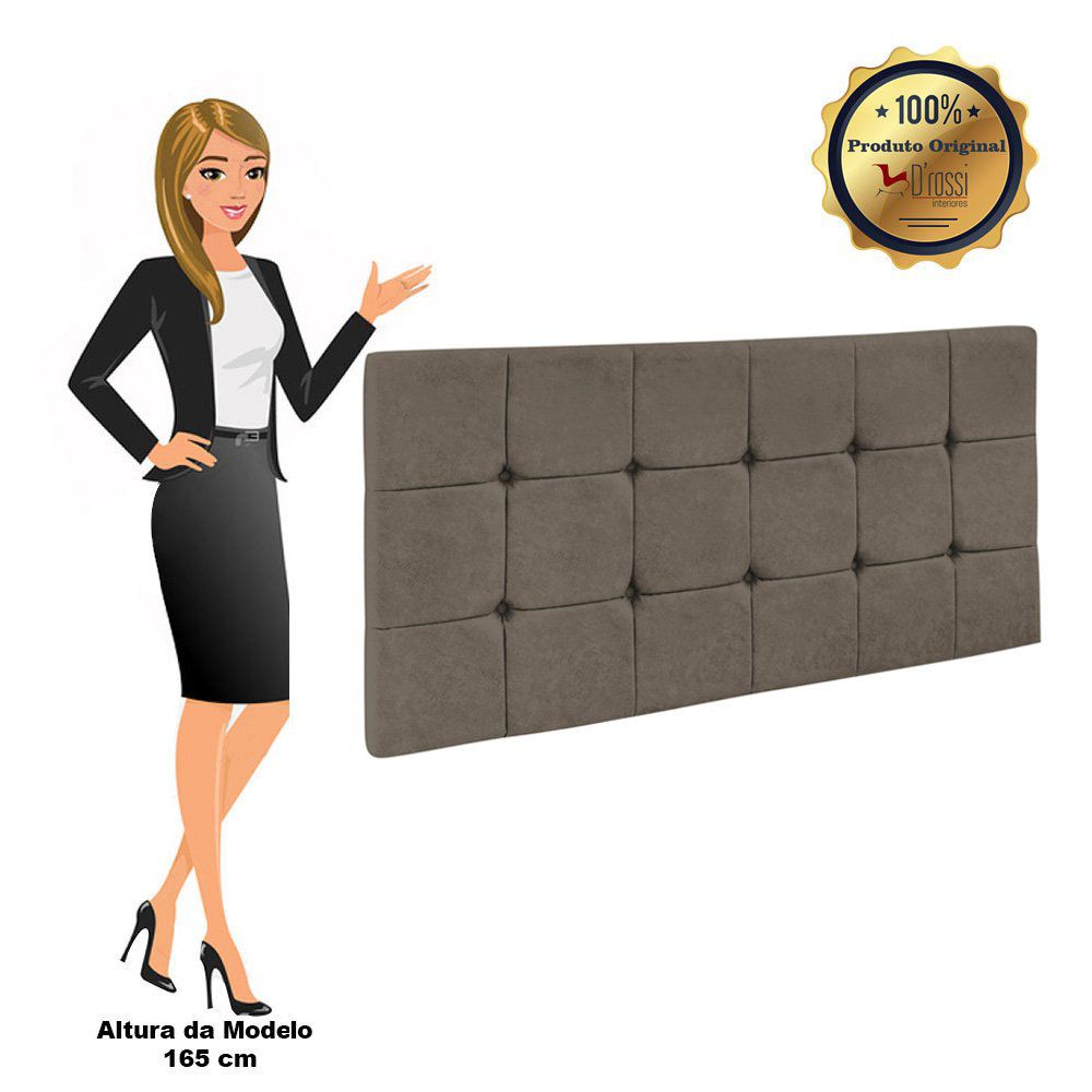 Cabeceira Painel Sleep para Cama Box Solteiro 90 cm Suede Marrom Rato - D'Rossi