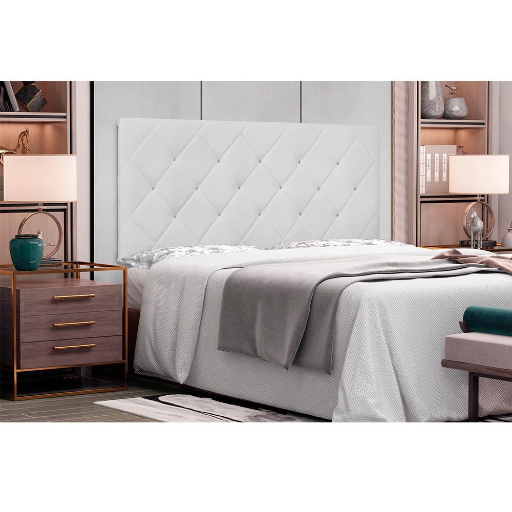 Cabeceira Painel Tânia Para Cama Box Casal 140 cm Corino Branco - D'Rossi