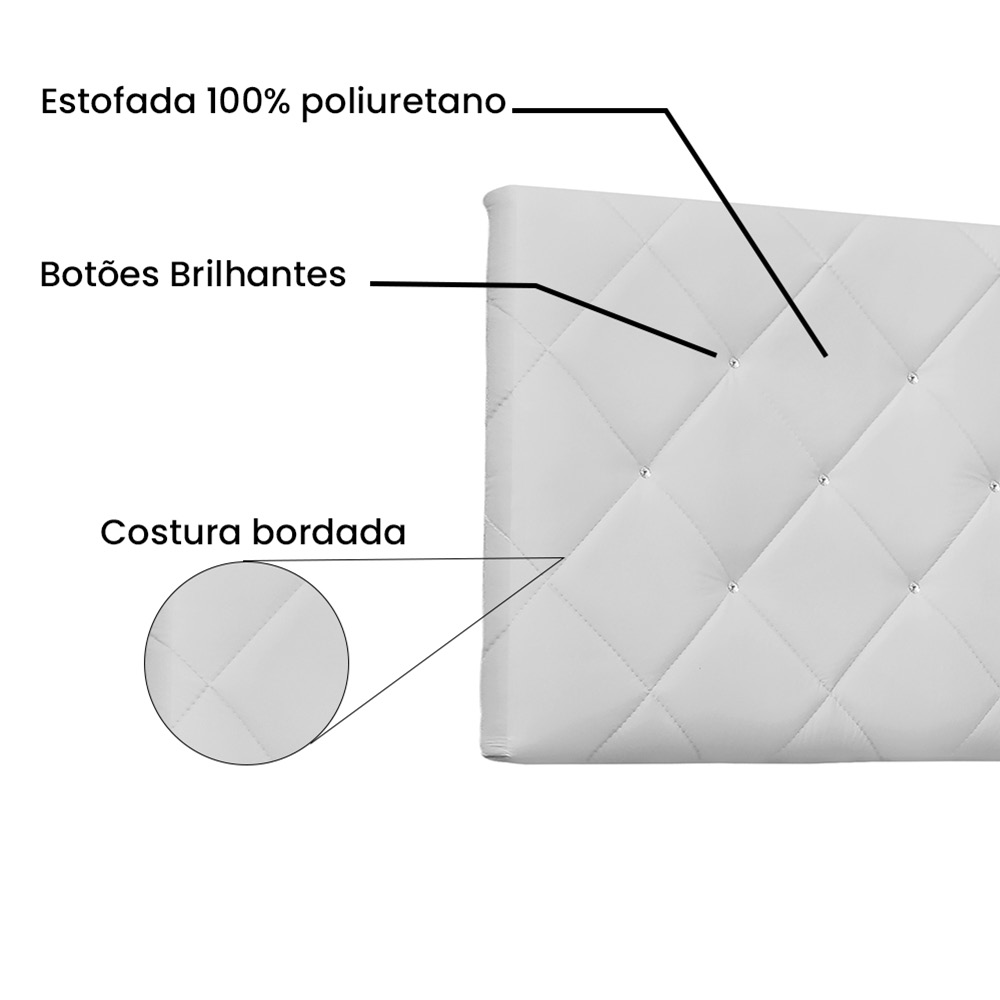 Cabeceira Painel Tânia Para Cama Box Casal 140 cm Corino Branco - D'Rossi