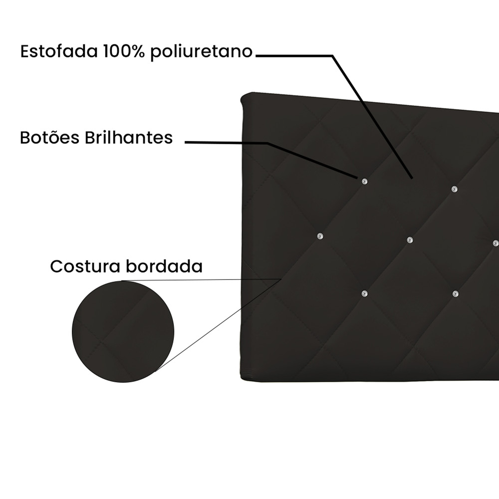 Cabeceira Painel Tânia Para Cama Box Casal 140 cm Corino Marrom - D'Rossi