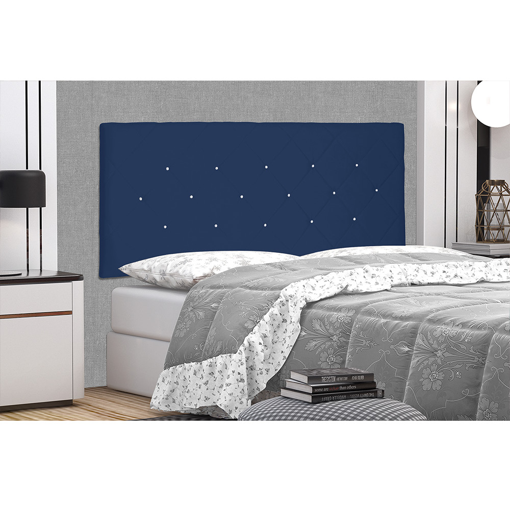 Cabeceira Painel Tânia Para Cama Box Casal 140 cm Suede Azul Marinho - D'Rossi