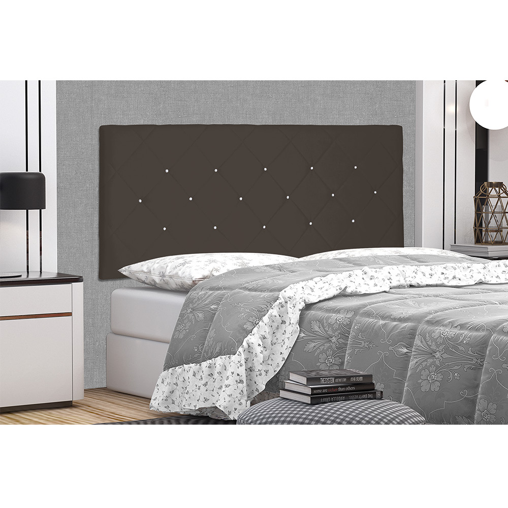 Cabeceira Painel Tânia Para Cama Box Casal 140 cm Suede Café - D'Rossi