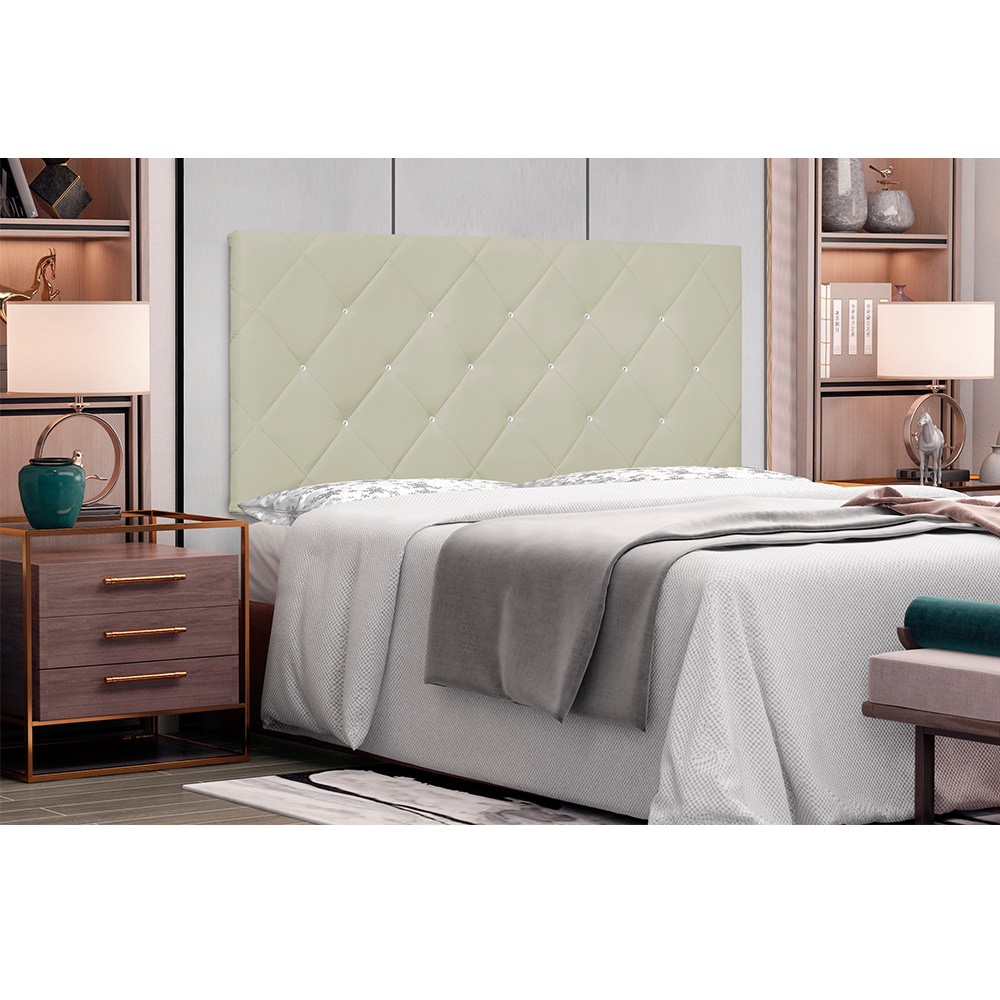 Cabeceira Painel Tânia Para Cama Box Solteiro 90 cm Corino Bege - D'Rossi