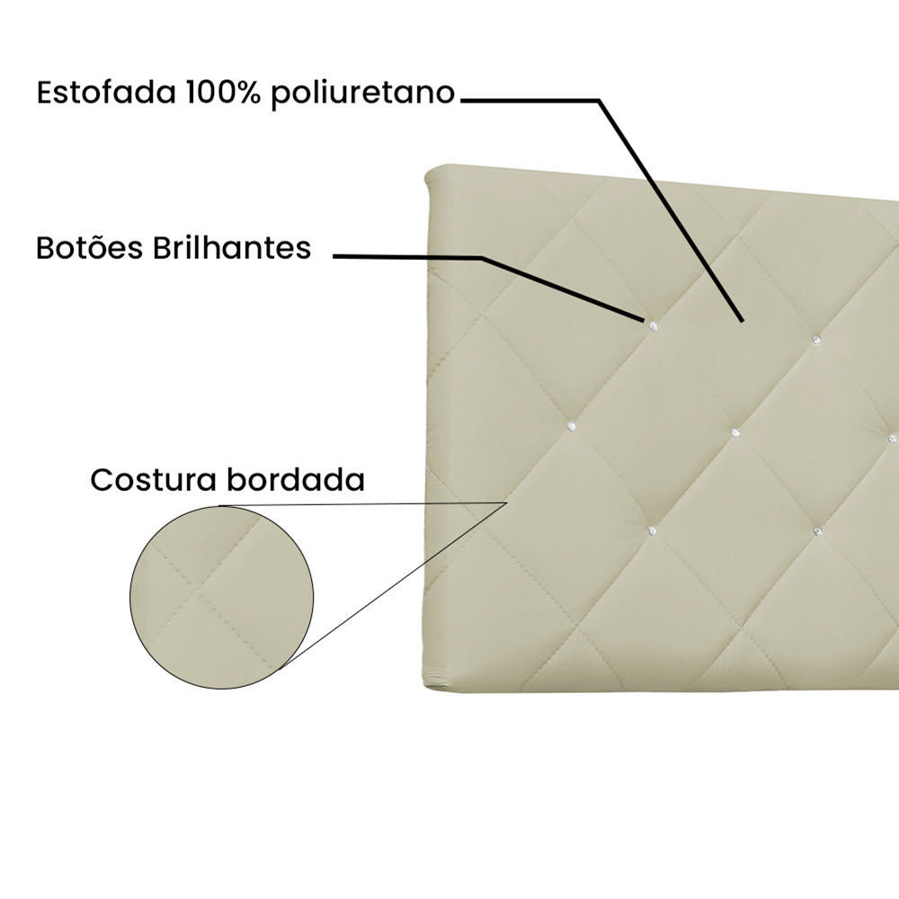 Cabeceira Painel Tânia Para Cama Box Solteiro 90 cm Corino Bege - D'Rossi