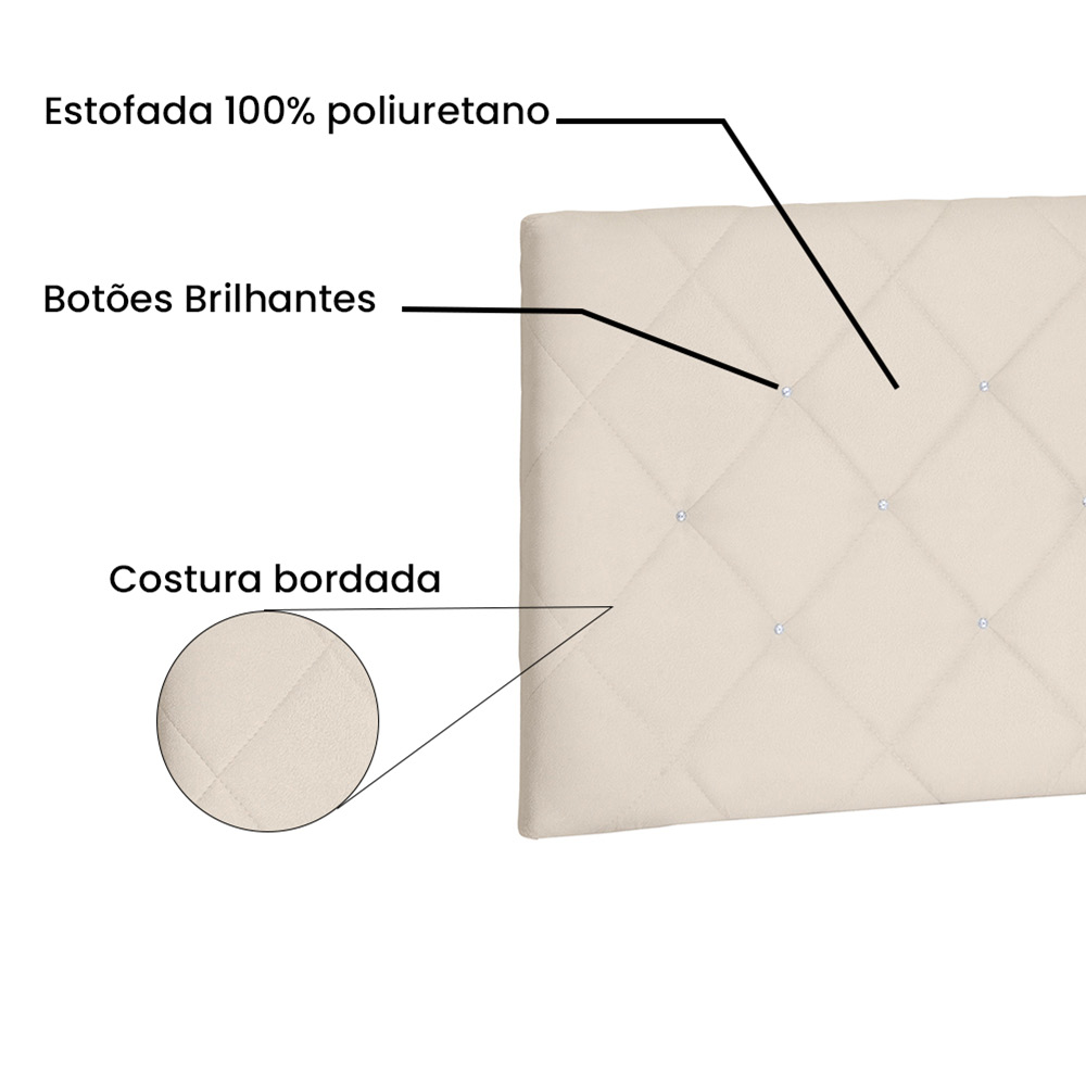 Cabeceira Painel Tânia Para Cama Box Solteiro 90 cm Suede Bege - D'Rossi