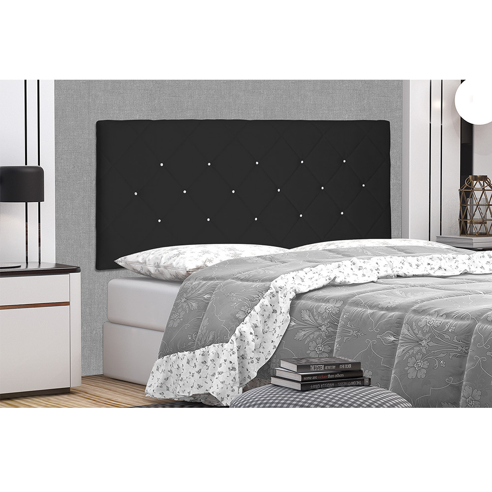Cabeceira Painel Tânia Para Cama Box Solteiro 90 cm Suede Preto - D'Rossi