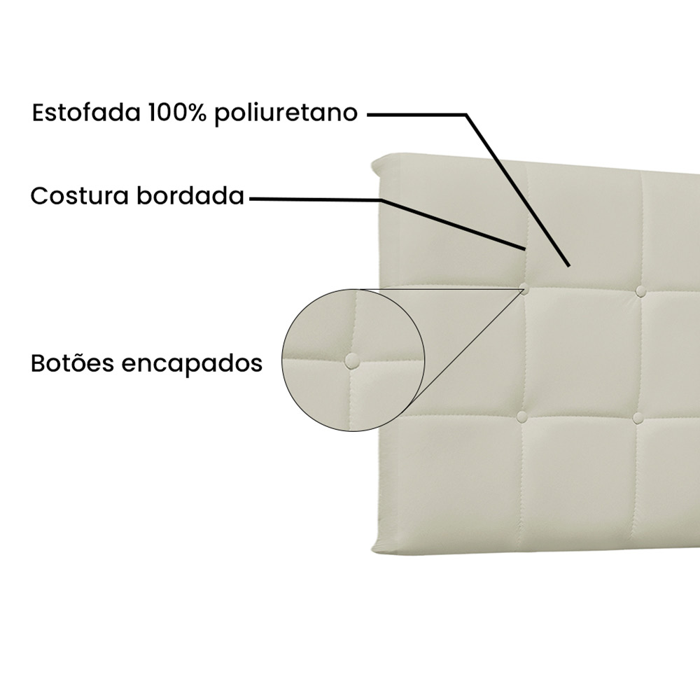 Cabeceira Painel Verona Para Cama Box Casal 140 cm Corino Bege - D'Rossi