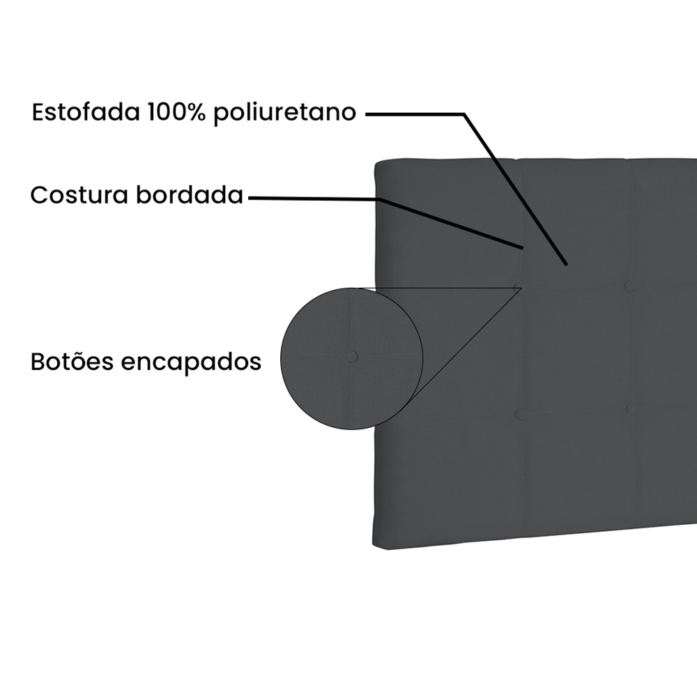 Cabeceira Painel Verona Para Cama Box Casal 140 cm Suede Cinza - D'Rossi