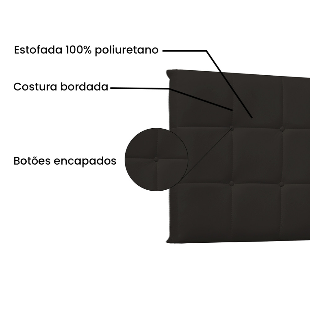 Cabeceira Painel Verona Para Cama Box Solteiro 90 cm Corino Marrom - D'Rossi