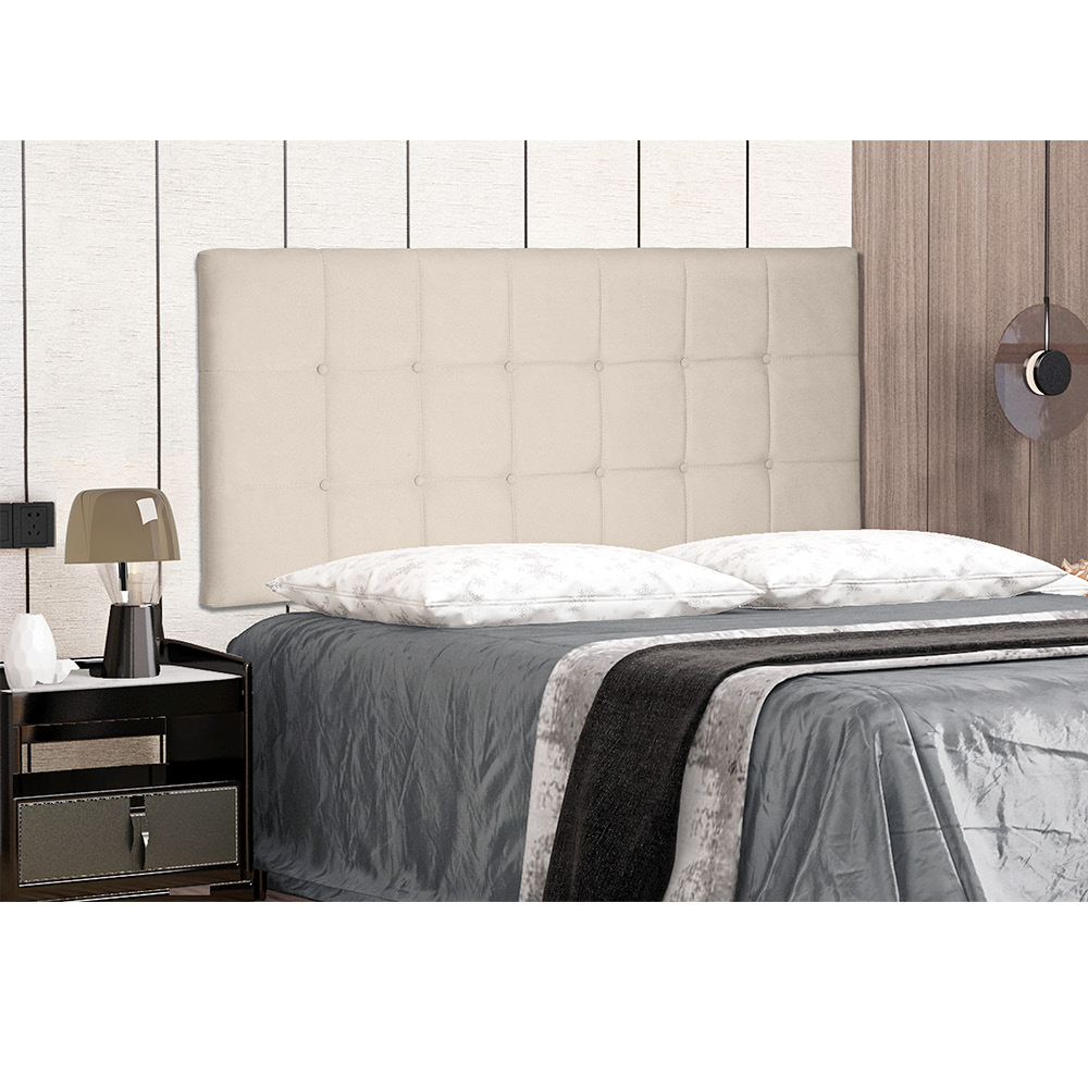 Cabeceira Painel Verona Para Cama Box Solteiro 90 cm Suede Bege - D'Rossi