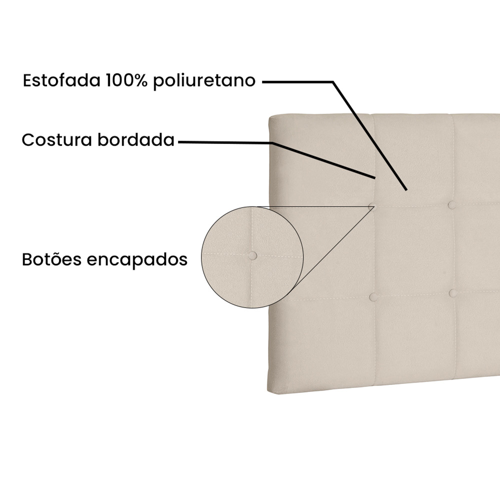 Cabeceira Painel Verona Para Cama Box Solteiro 90 cm Suede Bege - D'Rossi