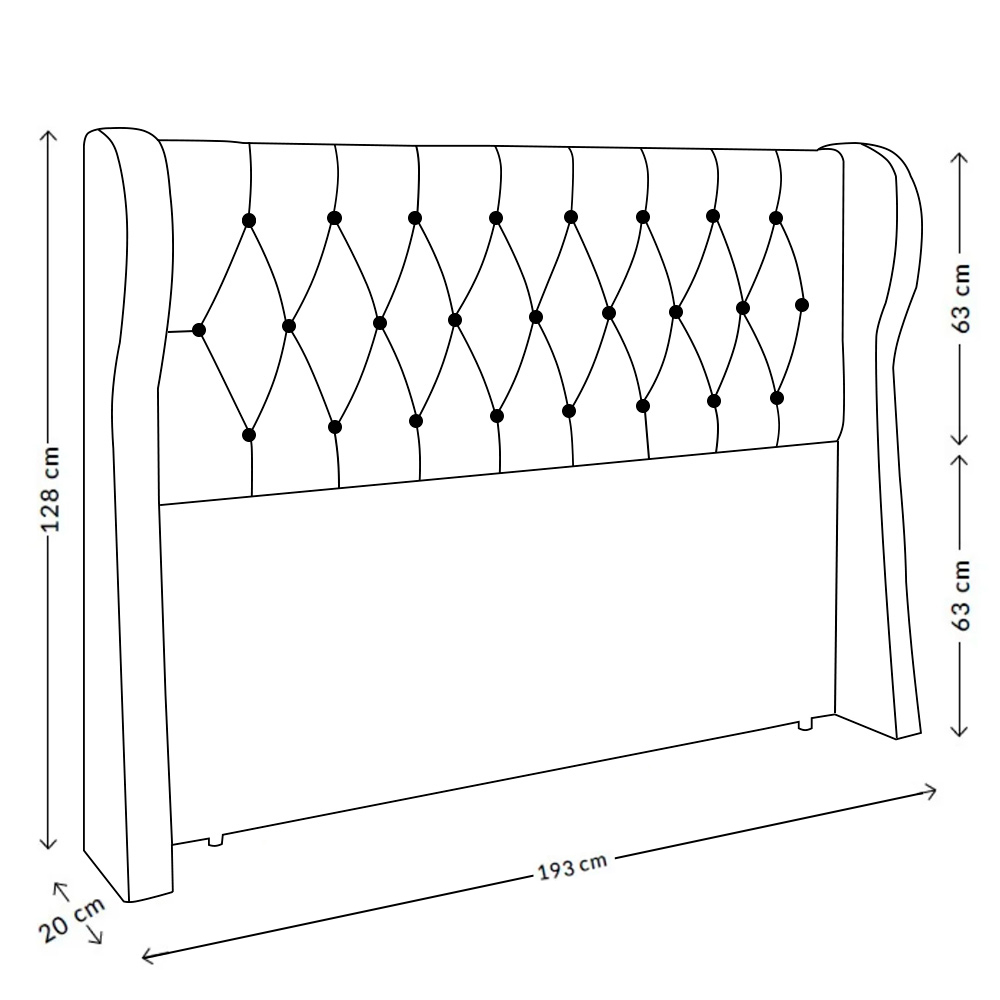 Cabeceira Para Cama Box King 193 cm Beatriz Corino Branco I02 - D'Rossi