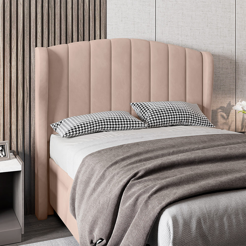 Cabeceira Para Cama Box Solteiro 90 cm Angel Veludo Bege I02 - D'Rossi