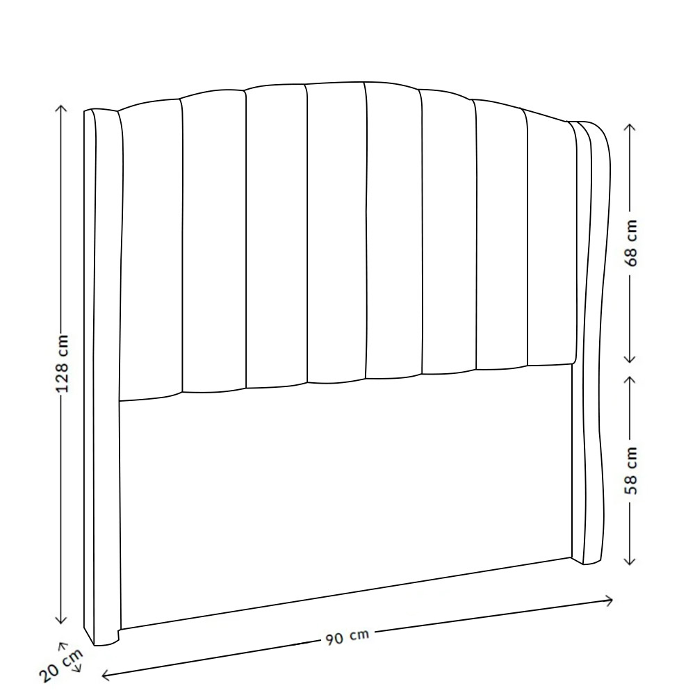 Cabeceira Para Cama Box Solteiro 90 cm Angel Veludo Bege I02 - D'Rossi