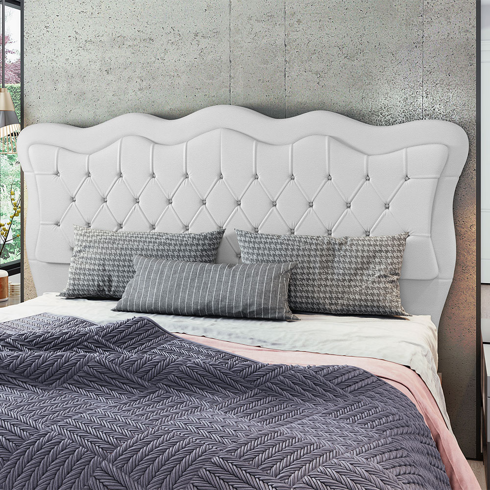 Cabeceira Para Cama Box Solteiro 90 cm Eliza Corino Branco I02 - D'Rossi