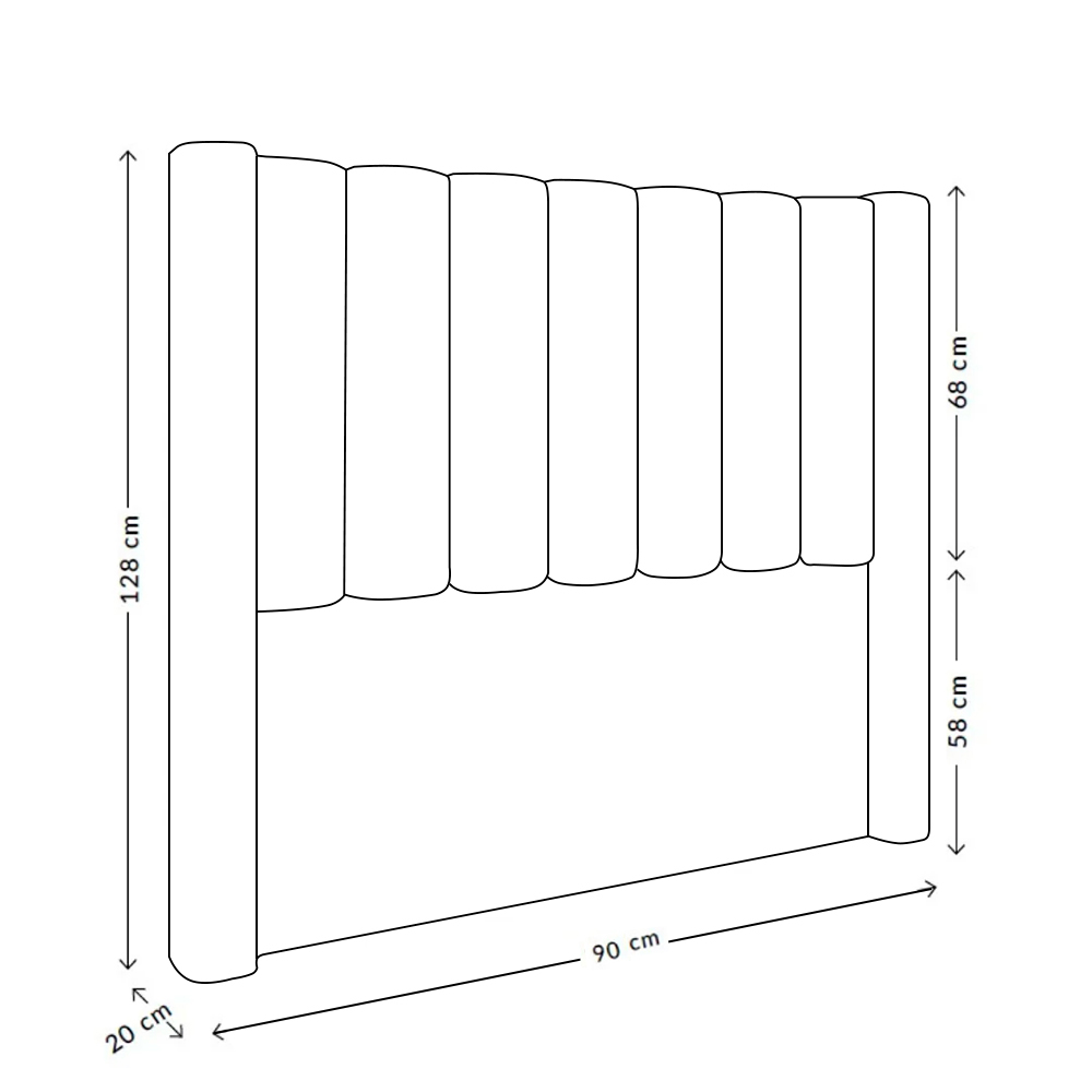 Cabeceira Para Cama Box Solteiro 90 cm Rania Linho Cinza I02 - D'Rossi