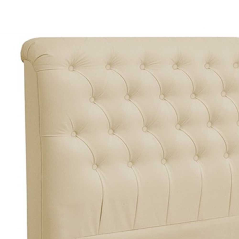 Cabeceira Paris Cama Box Solteiro 100 cm Corino Bege - D'Rossi