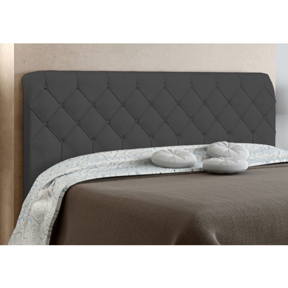Cabeceira Paris Cama Box Solteiro 100 cm Suede Grafite D'Rossi