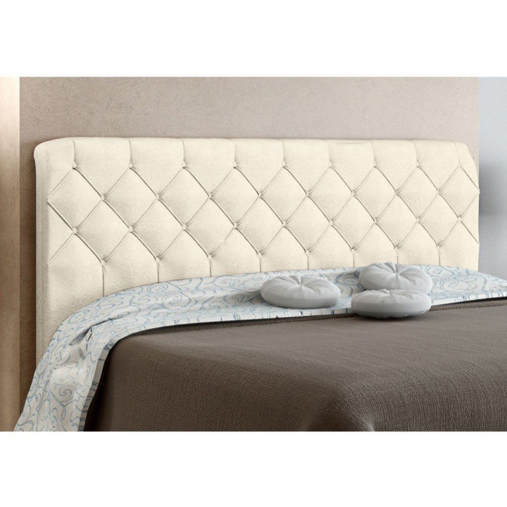 Cabeceira Paris Cama Box Solteiro 90 cm Suede Bege D'Rossi