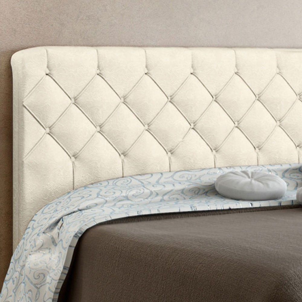 Cabeceira Paris Cama Box Solteiro 90 cm Suede Bege D'Rossi