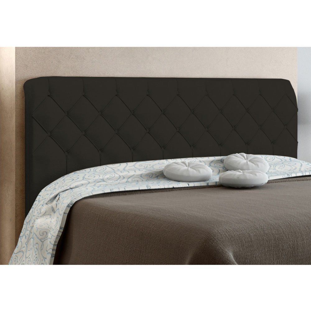 Cabeceira Paris Cama Box Solteiro 90 cm Suede Marrom D'Rossi