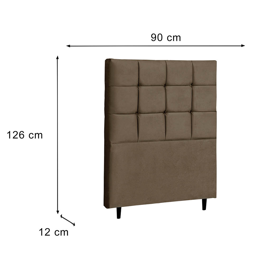 Cabeceira Parma Para Cama Box Solteiro 90 cm Suede Marrom  - D'Rossi