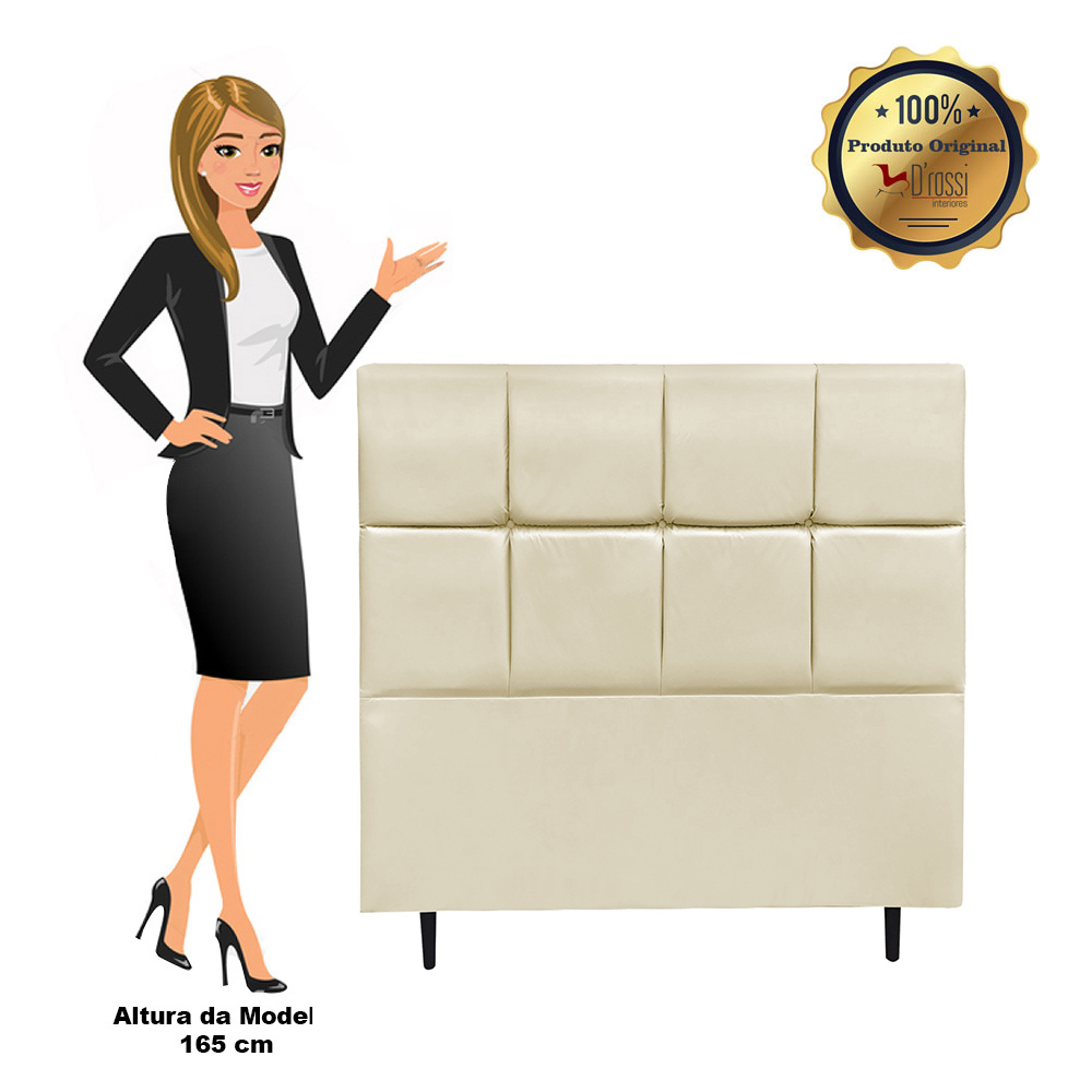 Cabeceira Roma para Cama Box Casal 140 cm Corino Bege - D'Rossi