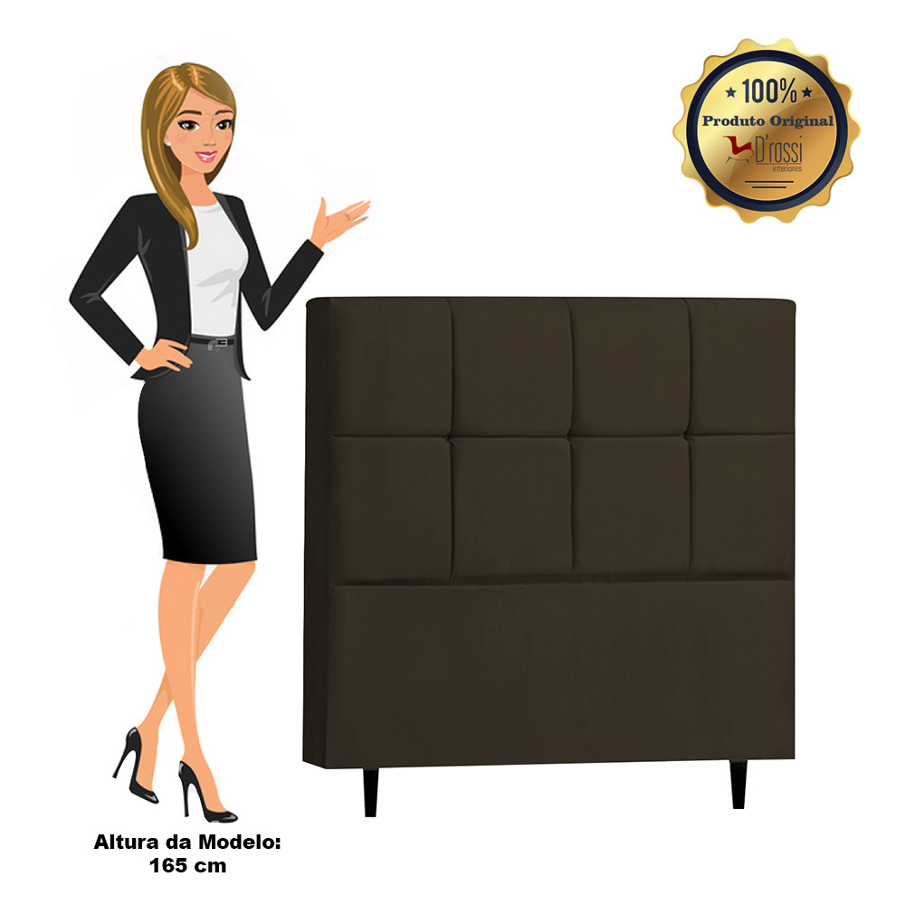 Cabeceira Roma para Cama Box Casal 140 cm Suede Marrom - D'Rossi
