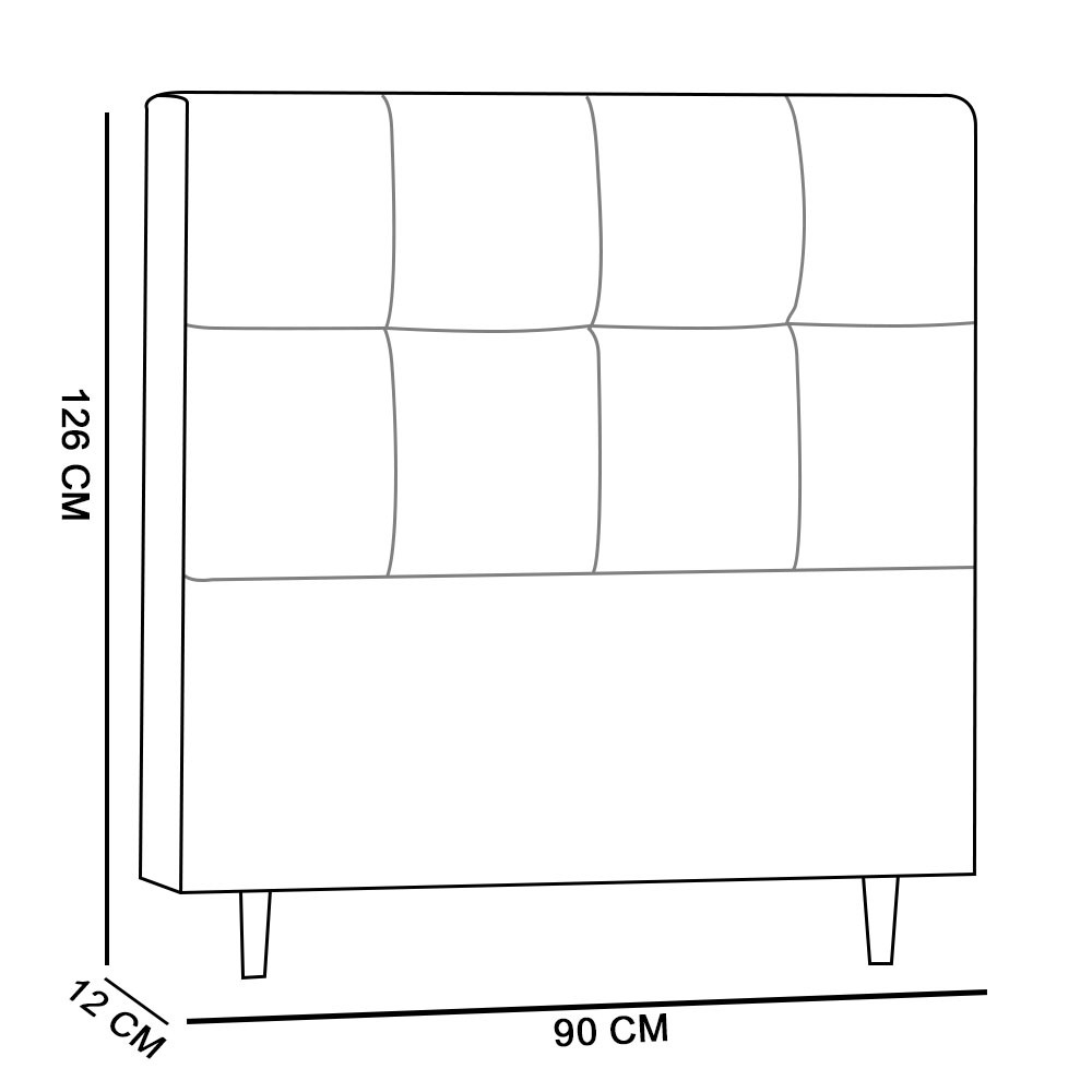 Cabeceira Roma para Cama Box Solteiro 90 cm Corino D'Rossi